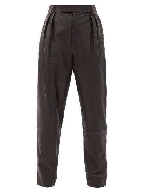 Matchesfashion.com Khaite - Magdeline High-rise Leather Trousers - Womens - Black