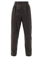 Matchesfashion.com Khaite - Magdeline High-rise Leather Trousers - Womens - Black