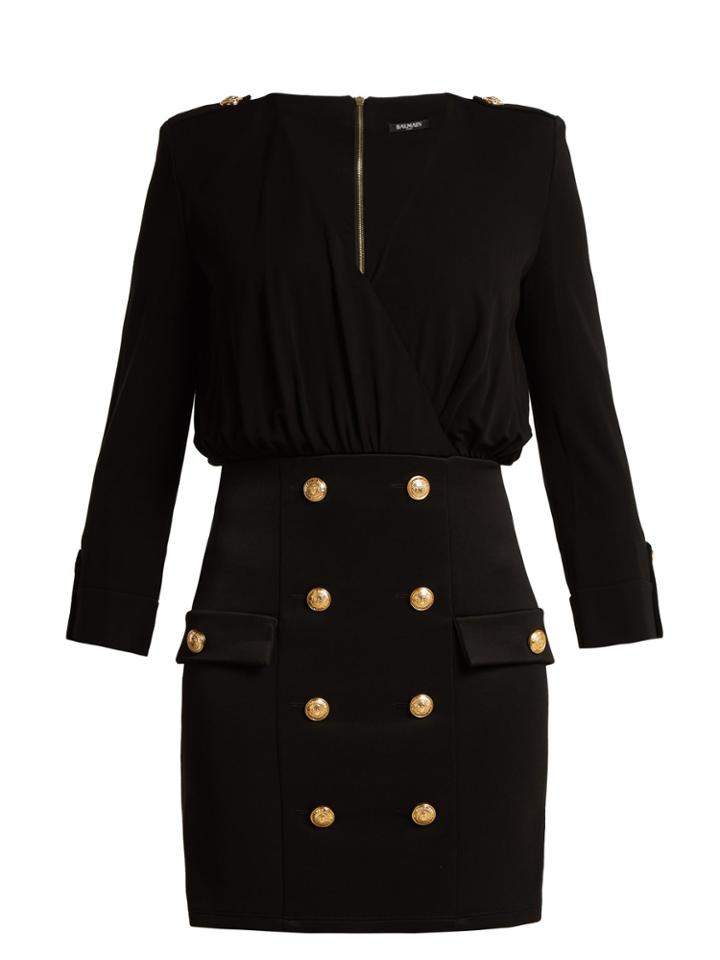 Balmain Stretch-knit V-neck Midi Dress