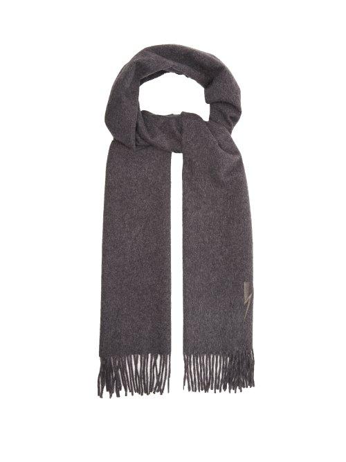 Matchesfashion.com Neil Barrett - Lightning Bolt Embroidered Scarf - Mens - Grey