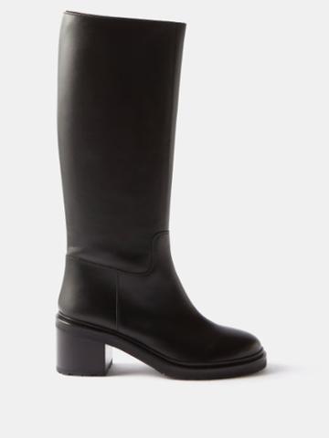 Legres - 71 Block-heel Leather Knee-high Boots - Womens - Black