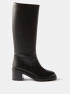 Legres - 71 Block-heel Leather Knee-high Boots - Womens - Black