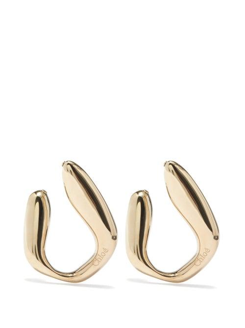 Chlo - Logo-engraved Hoop Earrings - Womens - Gold