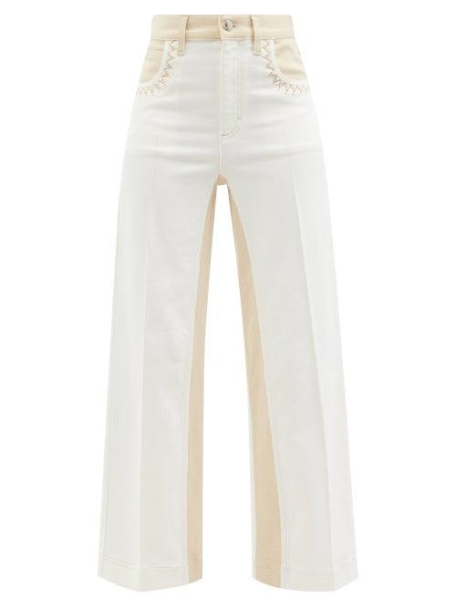 Chlo - Striped Wide-leg Jeans - Womens - White