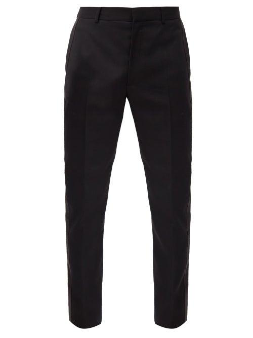 Matchesfashion.com Alexander Mcqueen - Satin-stripe Wool Slim-leg Suit Trousers - Mens - Black
