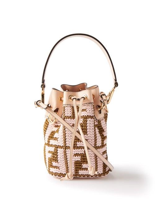 Fendi - Mon Tresor Ff-logo Woven Basket Bag - Womens - Pink Multi