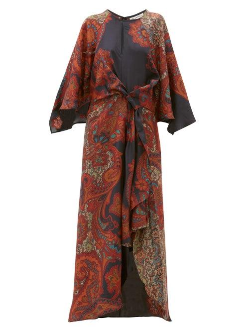 Matchesfashion.com D'ascoli - Samovar Paisley Print Silk Twill Dress - Womens - Black Multi