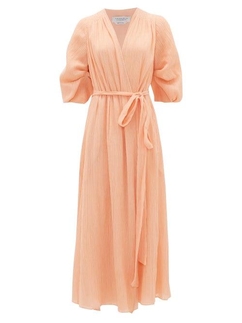 Matchesfashion.com Gabriela Hearst - Demeter Pliss Cotton-blend Chiffon Wrap Dress - Womens - Coral