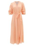 Matchesfashion.com Gabriela Hearst - Demeter Pliss Cotton-blend Chiffon Wrap Dress - Womens - Coral