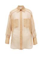 Matchesfashion.com Fendi - Vichy Silk-organza Shirt - Womens - Beige