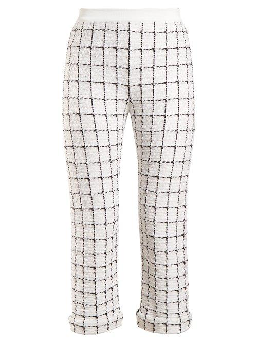 Matchesfashion.com Balmain - Mid Rise Checked Trousers - Womens - White Black