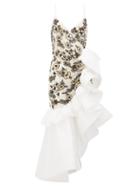 Matchesfashion.com Rodarte - Ruffled Floral Beaded Silk Blend Tulle Dress - Womens - White Multi