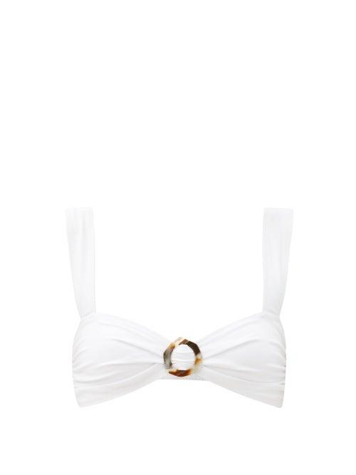 Matchesfashion.com Fisch - Papillon Gathered-ring Bikini Top - Womens - White