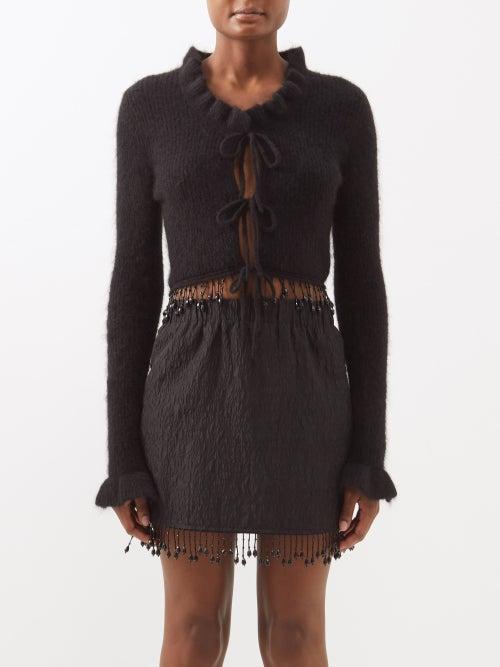 Ganni - Beaded Cutout Cardigan - Womens - Black