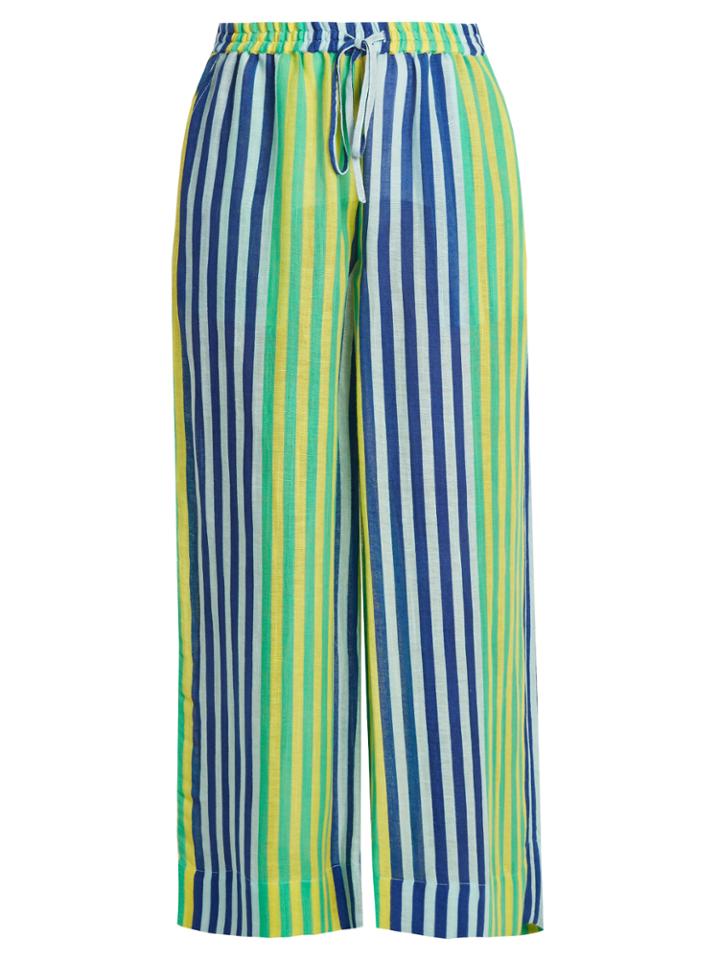 Diane Von Furstenberg Striped Linen-blend Trousers