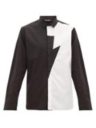 Matchesfashion.com Neil Barrett - Lightning Bolt Cotton Poplin Shirt - Mens - Black White