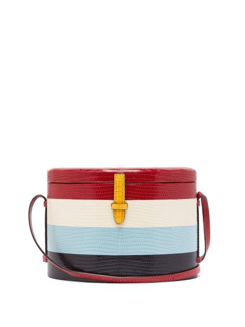 Matchesfashion.com Hunting Season - Trunk Striped Lizard Skin Shoulder Bag - Womens - Red Multi