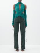 Maximilian Davis - Donna Cutout Draped Jersey Top - Womens - Dark Green