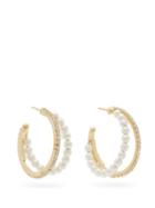 Matchesfashion.com Rosantica - Nascondino Crystal And Faux-pearl Hoop Earrings - Womens - Pearl