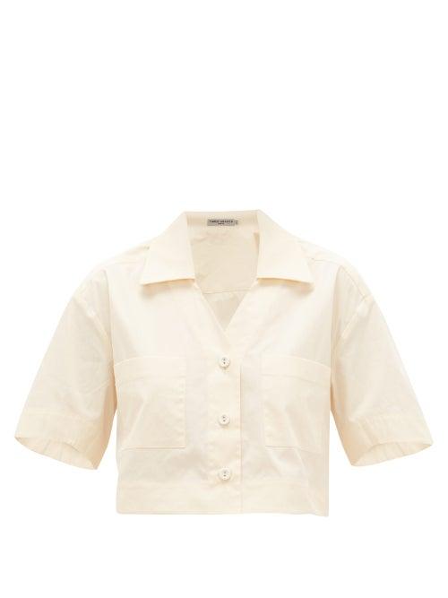 Matchesfashion.com Three Graces London - Lily Cropped Cotton-poplin Shirt - Womens - Cream