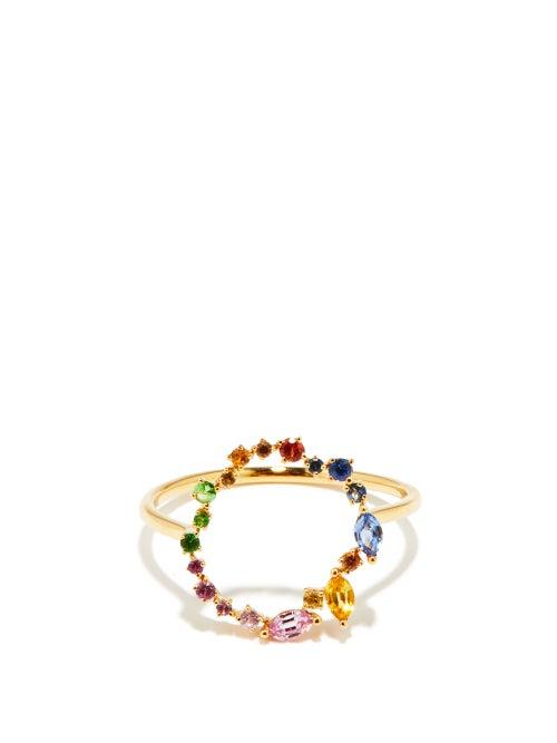Rosa De La Cruz - Rainbow Cascade Sapphire & 18kt Gold Ring - Womens - Yellow Gold