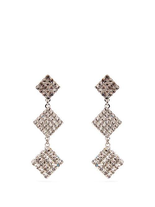Matchesfashion.com Alessandra Rich - Crystal Embellished Drop Earrings - Womens - Crystal