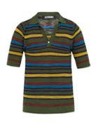 Matchesfashion.com Jacquemus - Striped Knitted Cotton Blend Polo Shirt - Mens - Multi