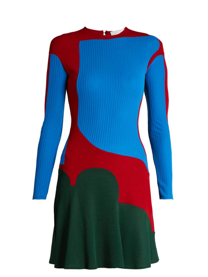Esteban Cortázar Colour-block Ribbed-knit Dress