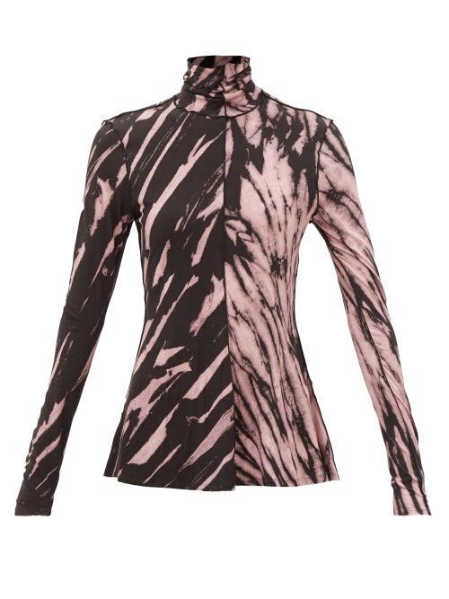 Proenza Schouler White Label - Tie-dye Roll-neck Jersey Top - Womens - Black Pink