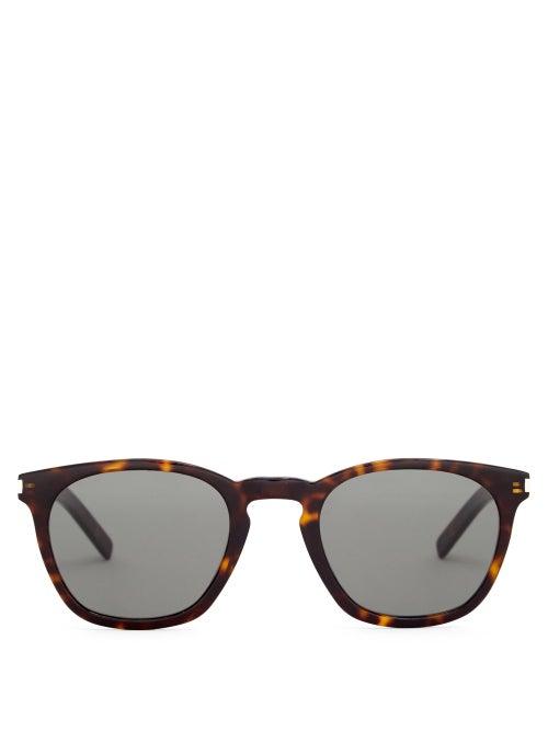 Matchesfashion.com Saint Laurent - Square Tortoiseshell-effect Acetate Sunglasses - Mens - Tortoiseshell
