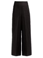 Matchesfashion.com Zimmermann - Juno Cut Out Embroidered Linen Trousers - Womens - Black