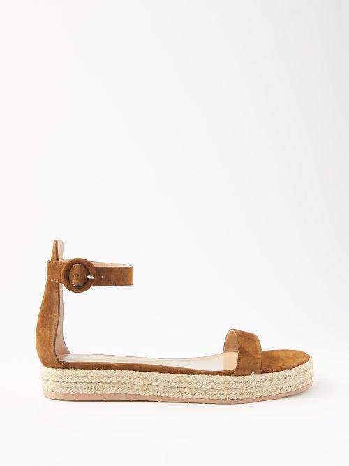 Gianvito Rossi - Espadrille Suede Flatform Sandals - Womens - Brown