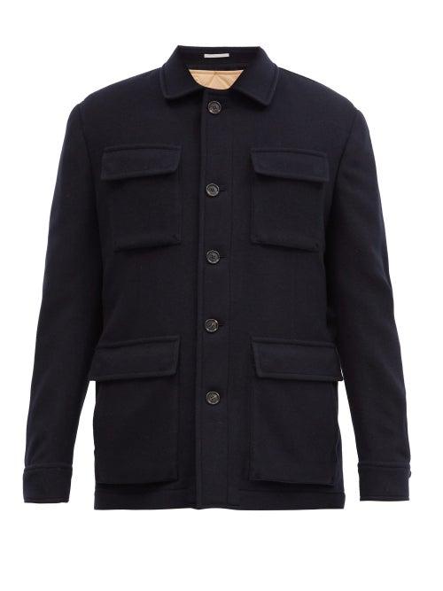Matchesfashion.com Brunello Cucinelli - Single-breasted Felt Coat - Mens - Navy