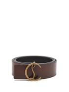 Matchesfashion.com Christian Louboutin - Logo Buckle Leather Belt - Mens - Brown