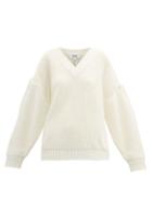 Matchesfashion.com Msgm - V Neck Wool Blend Sweater - Womens - Ivory