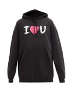 Matchesfashion.com Balenciaga - Valentine Cotton-jersey Hooded Sweatshirt - Womens - Black White