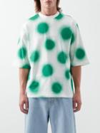 1 Moncler Jw Anderson - Spray-paint Polka-dot Cotton-jersey T-shirt - Mens - White Green
