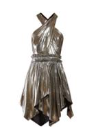 Matchesfashion.com Isabel Marant - Kary Metallic Crepe Mini Dress - Womens - Silver