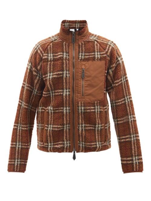 Burberry - Dorian Patch-pocket Checked Fleece Jacket - Mens - Camel