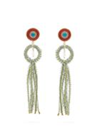 Matchesfashion.com Etro - Crystal Embellished Tassel Drop Earrings - Womens - Orange