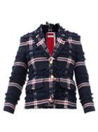 Matchesfashion.com Thom Browne - Single-breasted Wool-blend Tweed Jacket - Womens - Navy Multi