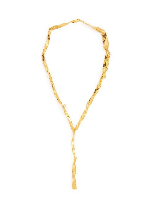 Matchesfashion.com Misho - Lariat Crinkle Effect Gold Plated Necklace - Womens - Gold