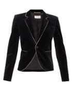 Matchesfashion.com Saint Laurent - Single-breasted Velvet Blazer - Womens - Black