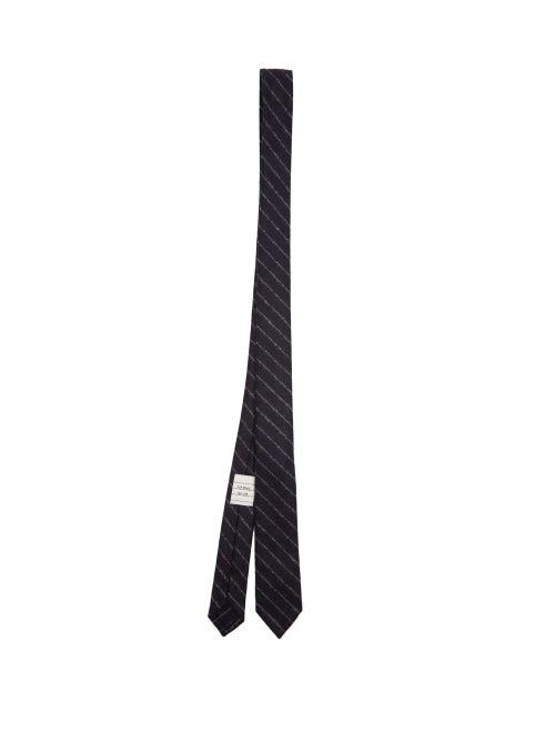 Matchesfashion.com Thom Browne - Chalk-stripe Wool-blend Flannel Tie - Mens - Navy