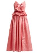 Matchesfashion.com Gucci - Pleated Trim Silk Blend Jacquard Gown - Womens - Pink