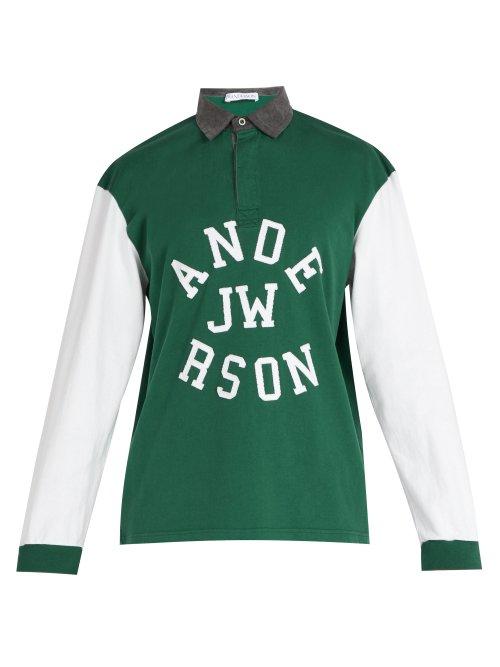 Matchesfashion.com Jw Anderson - Logo Appliqu Cotton Polo Shirt - Mens - Green
