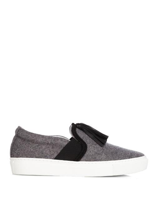 Lanvin Tassel-front Wool-felt Trainers