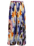 Christopher Kane Pansy-print Pleated Silk Cropped Trousers
