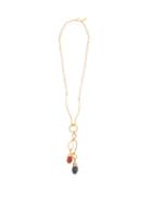 Matchesfashion.com Marni - Pietra Dura Stone Drop Metal Necklace - Womens - Gold