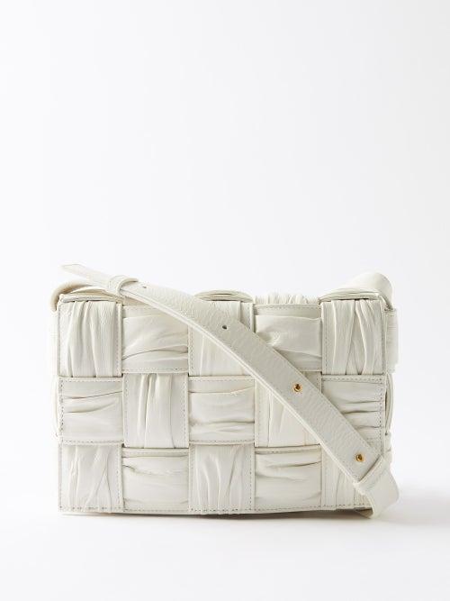 Bottega Veneta - Cassette Small Intrecciato-leather Bag - Womens - White
